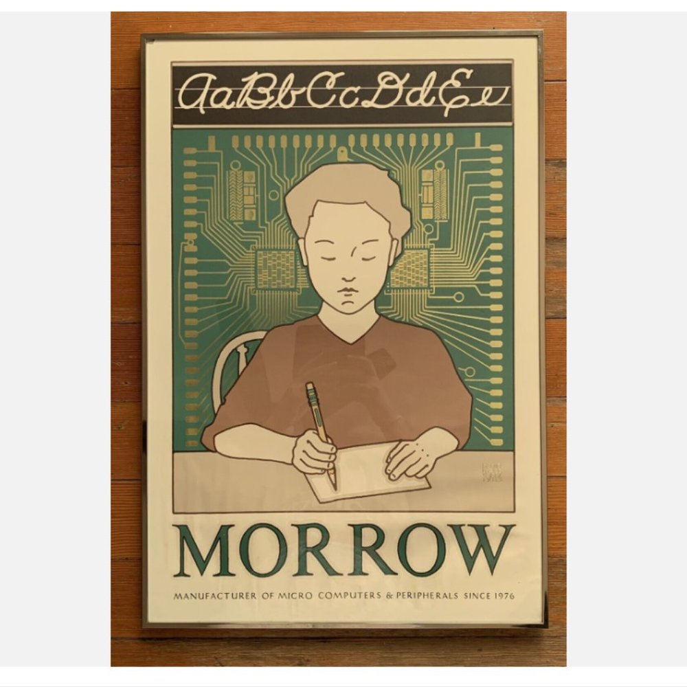 Original David Lance Goines MORROW Micro Computer print 1983 24" X 16.5" Framed